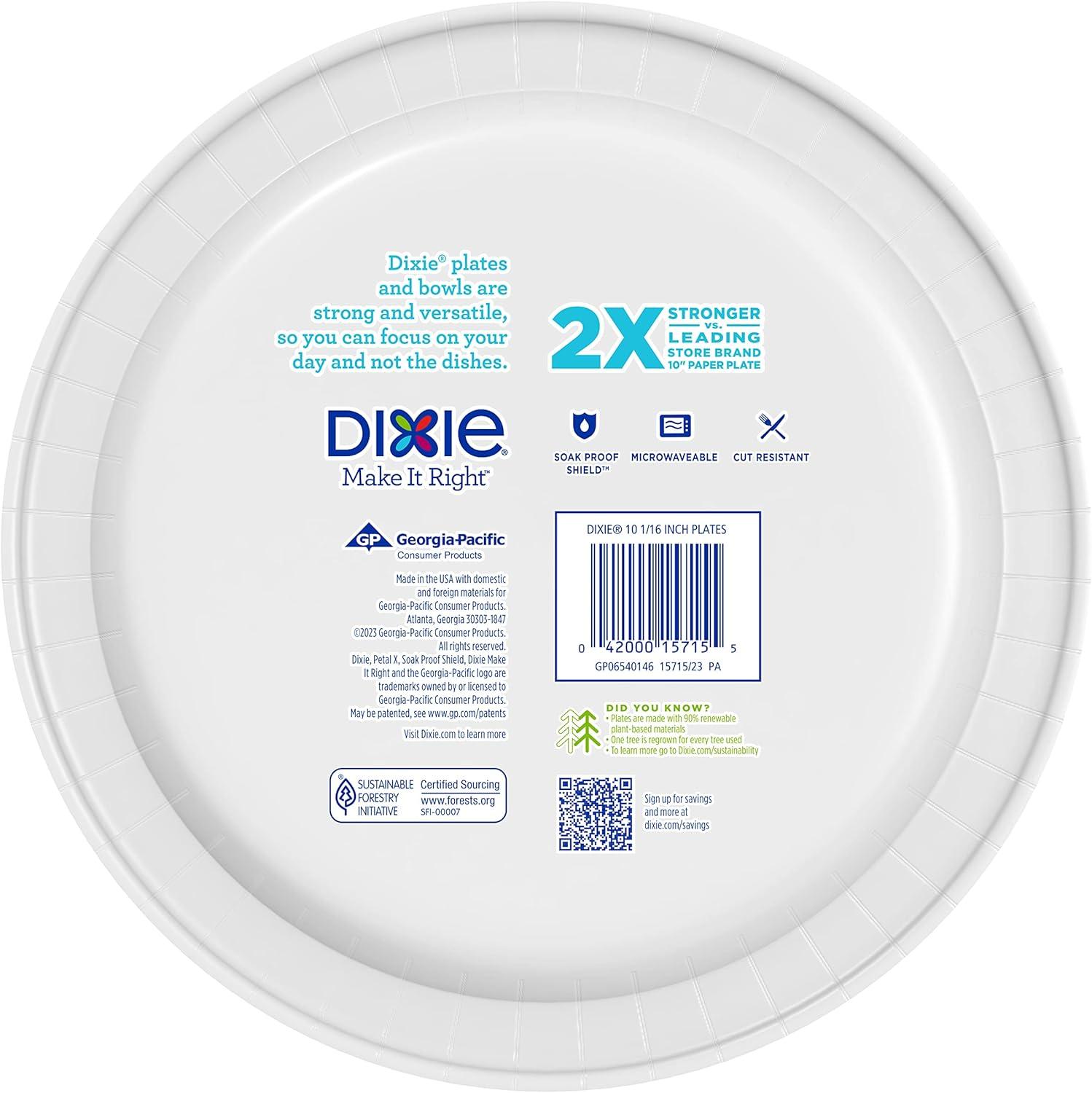 imageDixie Large Paper Plates 10 Inch 204 Count 2X Stronger MicrowaveSafe SoakProof Cut Resistant Disposable Plates For Everyday Breakfast Lunch amp Dinner Meals54 Count Pack of 2