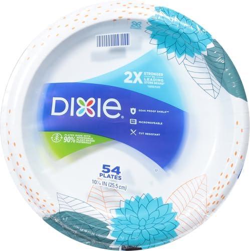imageDixie Large Paper Plates 10 Inch 204 Count 2X Stronger MicrowaveSafe SoakProof Cut Resistant Disposable Plates For Everyday Breakfast Lunch amp Dinner Meals54 Count Pack of 2