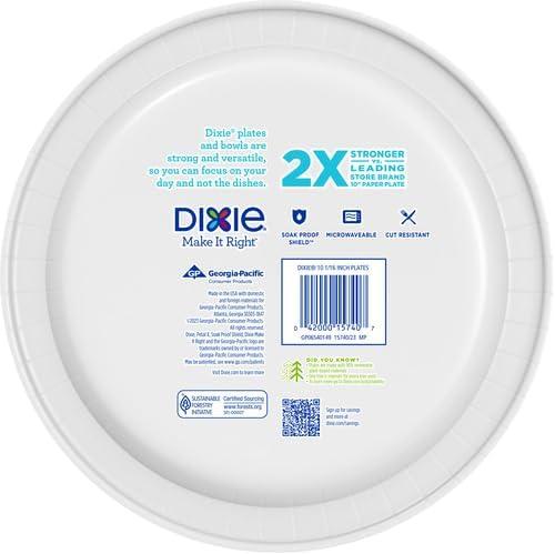 imageDixie Large Paper Plates 10 Inch 204 Count 2X Stronger MicrowaveSafe SoakProof Cut Resistant Disposable Plates For Everyday Breakfast Lunch amp Dinner Meals86 Count Pack of 2