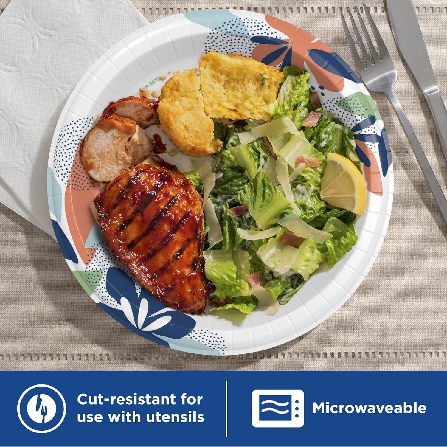 imageDixie Large Paper Plates 10 Inch 204 Count 2X Stronger MicrowaveSafe SoakProof Cut Resistant Disposable Plates For Everyday Breakfast Lunch amp Dinner Meals86 Count Pack of 1