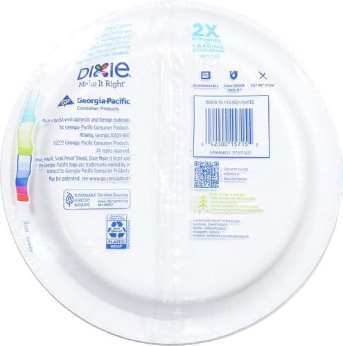 imageDixie Large Paper Plates 10 Inch 204 Count 2X Stronger MicrowaveSafe SoakProof Cut Resistant Disposable Plates For Everyday Breakfast Lunch amp Dinner Meals54 Count Pack of 2