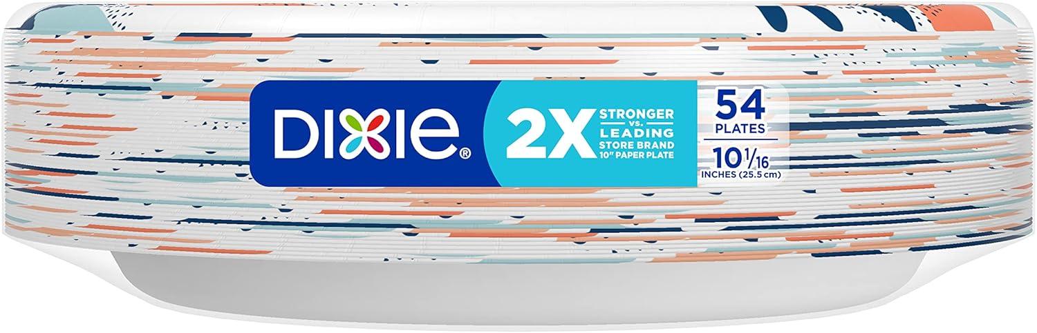 imageDixie Large Paper Plates 10 Inch 204 Count 2X Stronger MicrowaveSafe SoakProof Cut Resistant Disposable Plates For Everyday Breakfast Lunch amp Dinner Meals86 Count Pack of 2