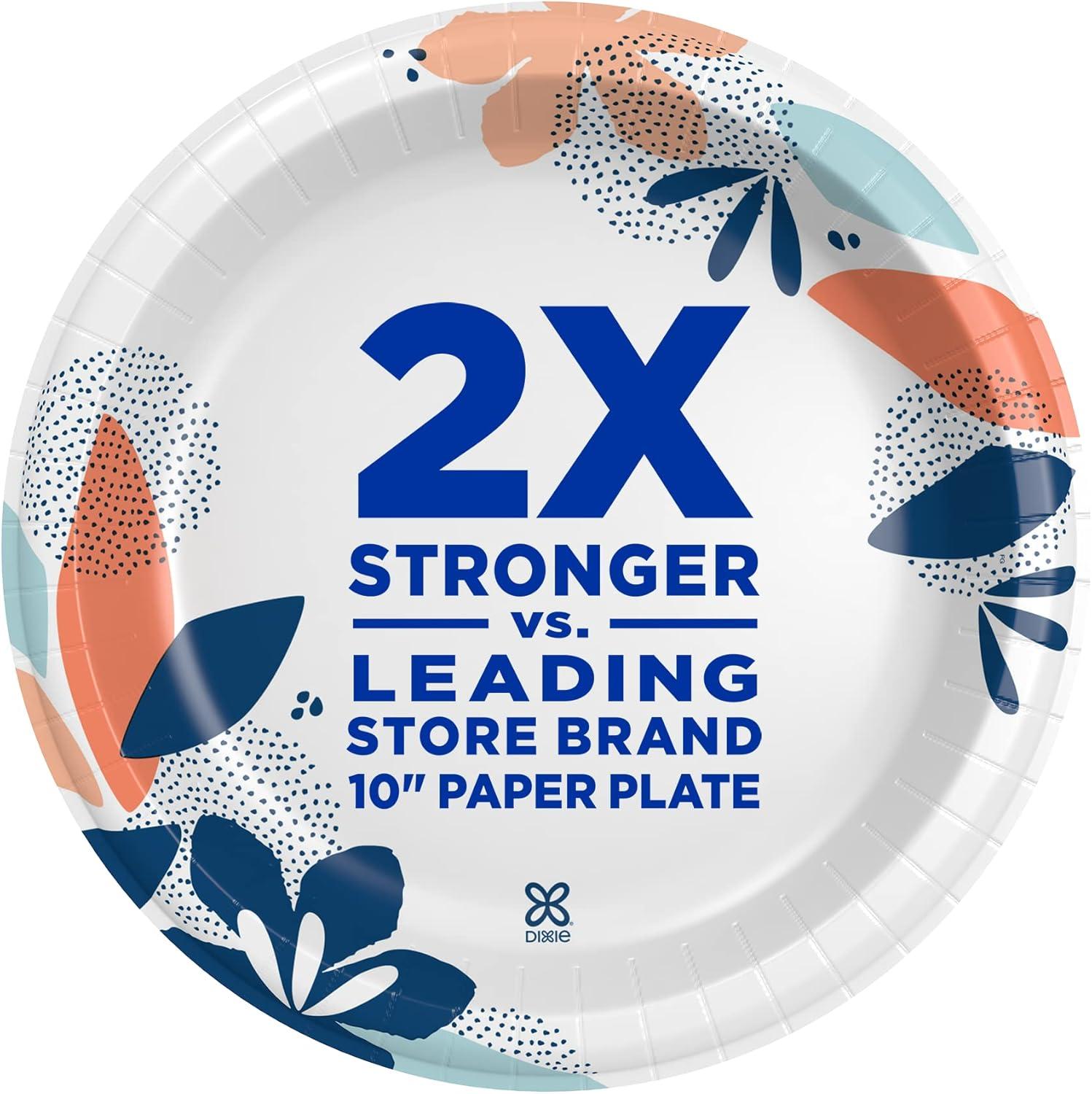 imageDixie Large Paper Plates 10 Inch 204 Count 2X Stronger MicrowaveSafe SoakProof Cut Resistant Disposable Plates For Everyday Breakfast Lunch amp Dinner Meals54 Count Pack of 2