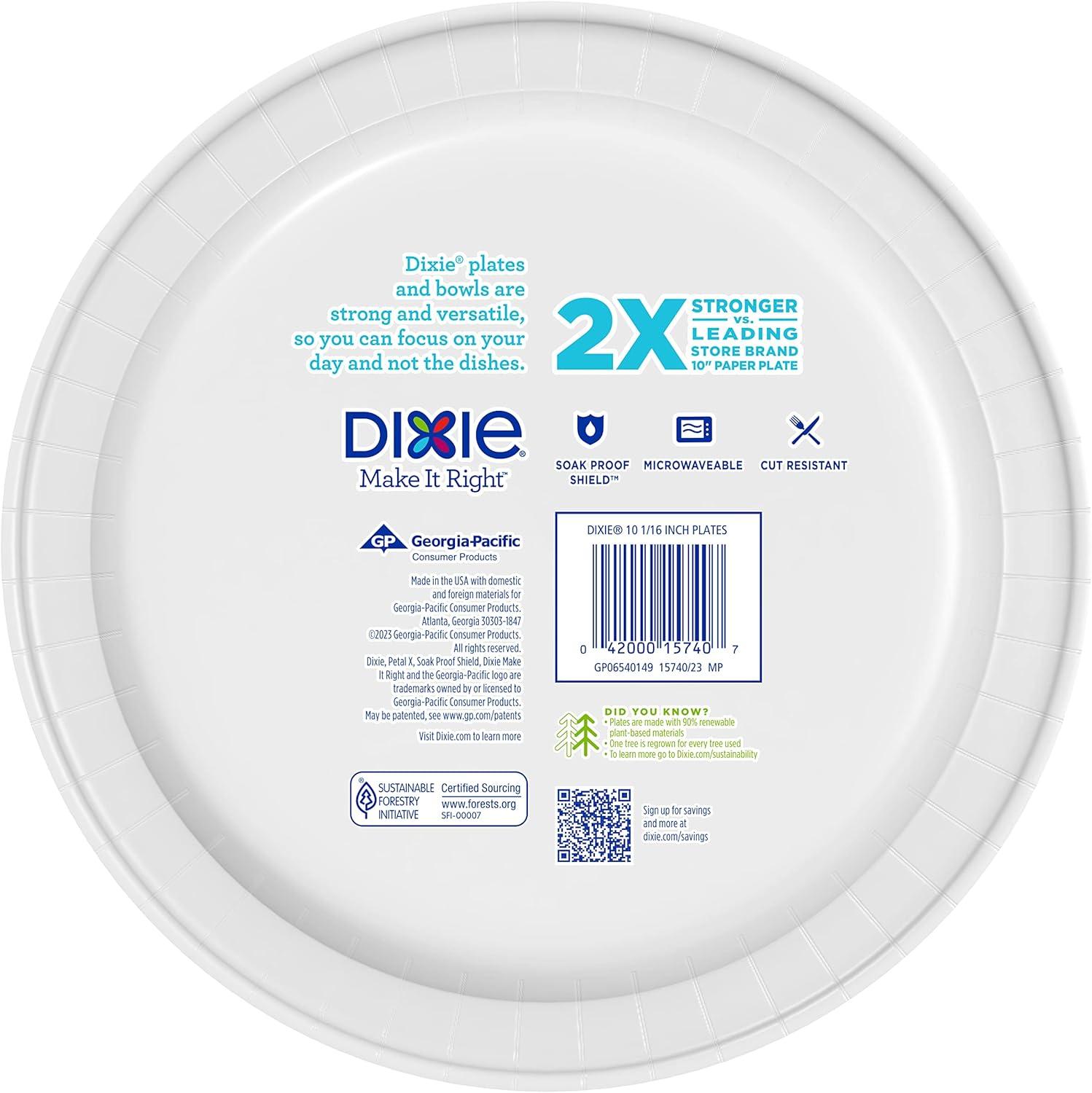 imageDixie Large Paper Plates 10 Inch 204 Count 2X Stronger MicrowaveSafe SoakProof Cut Resistant Disposable Plates For Everyday Breakfast Lunch amp Dinner Meals86 Count Pack of 2
