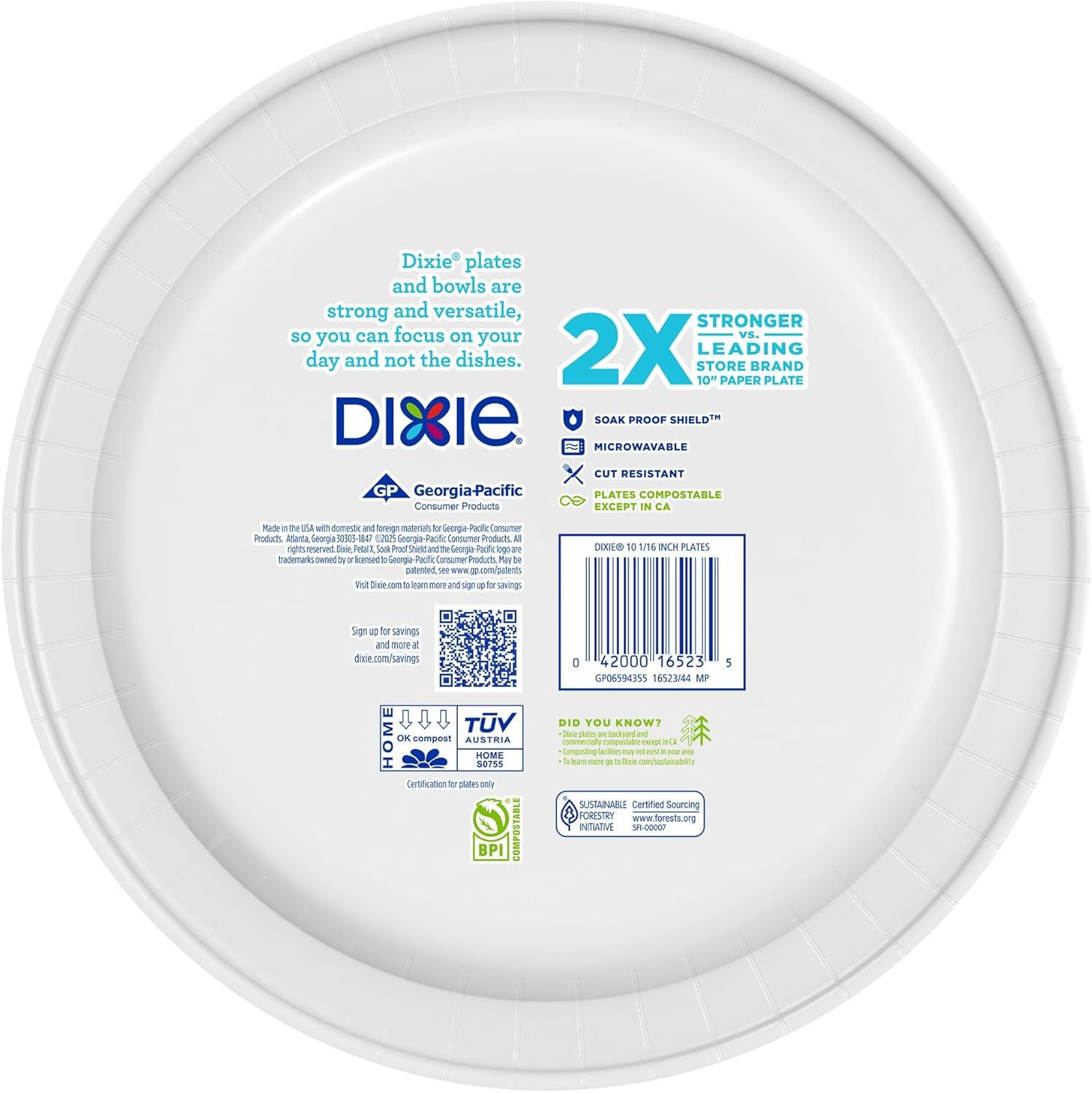 imageDixie Large Paper Plates 10 Inch 204 Count 2X Stronger MicrowaveSafe SoakProof Cut Resistant Disposable Plates For Everyday Breakfast Lunch amp Dinner Meals204 Count Pack of 1