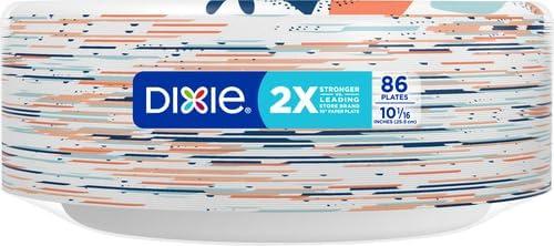 imageDixie Large Paper Plates 10 Inch 204 Count 2X Stronger MicrowaveSafe SoakProof Cut Resistant Disposable Plates For Everyday Breakfast Lunch amp Dinner Meals86 Count Pack of 2