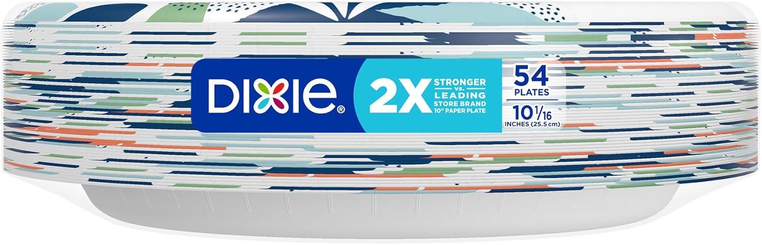 imageDixie Large Paper Plates 10 Inch 204 Count 2X Stronger MicrowaveSafe SoakProof Cut Resistant Disposable Plates For Everyday Breakfast Lunch amp Dinner Meals54 Count Pack of 1