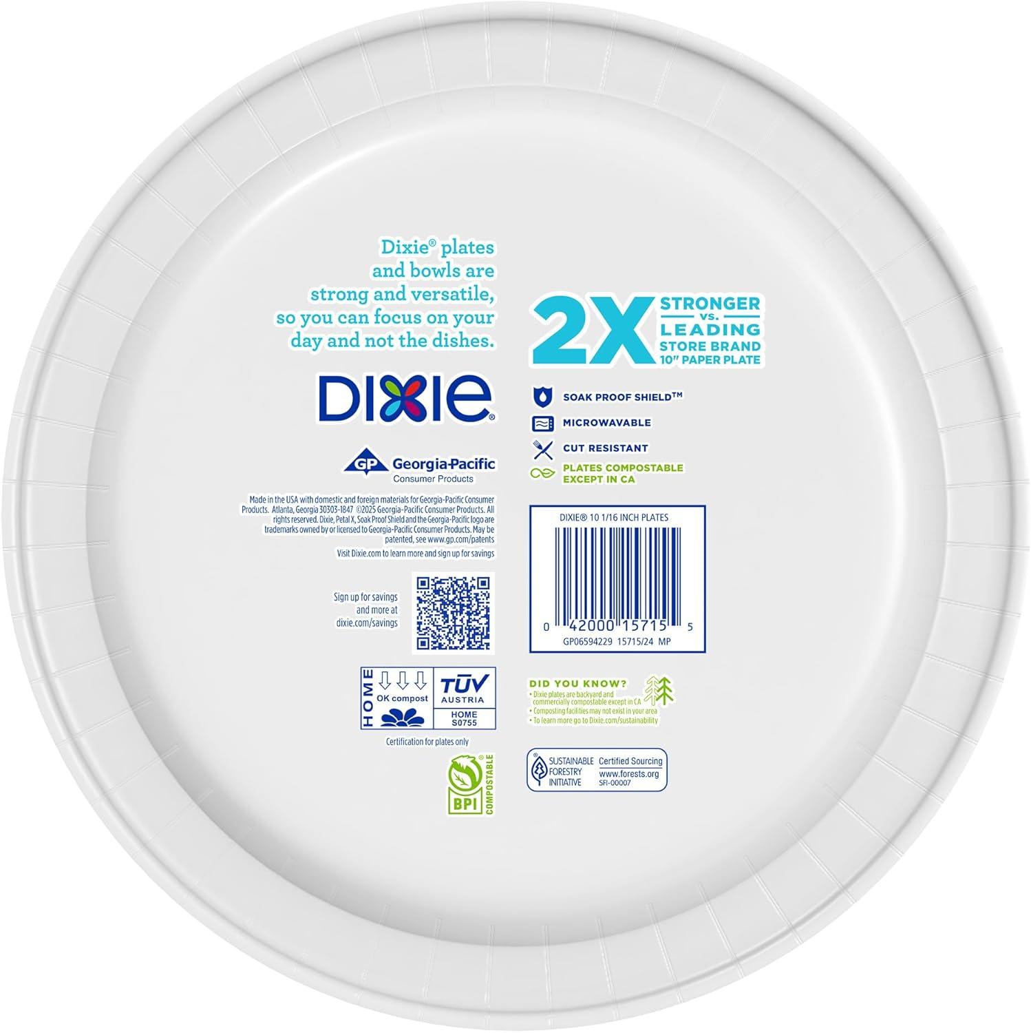 imageDixie Large Paper Plates 10 Inch 204 Count 2X Stronger MicrowaveSafe SoakProof Cut Resistant Disposable Plates For Everyday Breakfast Lunch amp Dinner Meals54 Count Pack of 1