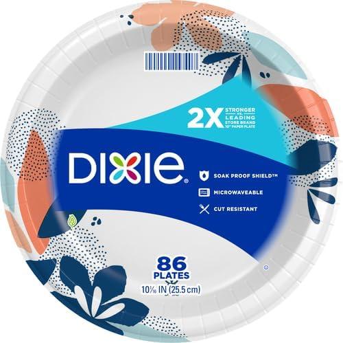 imageDixie Large Paper Plates 10 Inch 204 Count 2X Stronger MicrowaveSafe SoakProof Cut Resistant Disposable Plates For Everyday Breakfast Lunch amp Dinner Meals86 Count Pack of 2