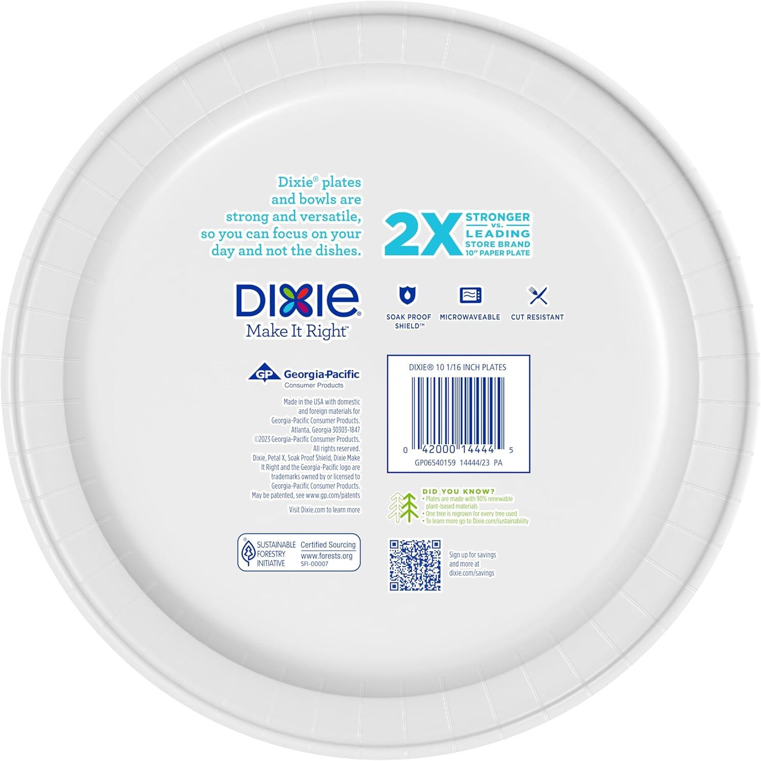 imageDixie Large Paper Plates 10 Inch 204 Count 2X Stronger MicrowaveSafe SoakProof Cut Resistant Disposable Plates For Everyday Breakfast Lunch amp Dinner Meals150 Count Pack of 1