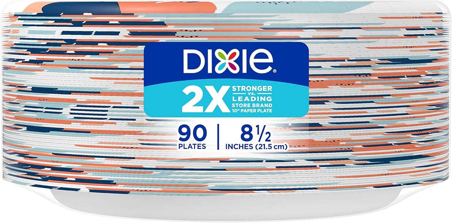 imageDixie Medium Paper Plates 85 Inch 90 Count 2X Stronger MicrowaveSafe SoakProof Cut Resistant Disposable Plates For Everyday Breakfast Lunch amp Dinner Meals90 Count Pack of 2