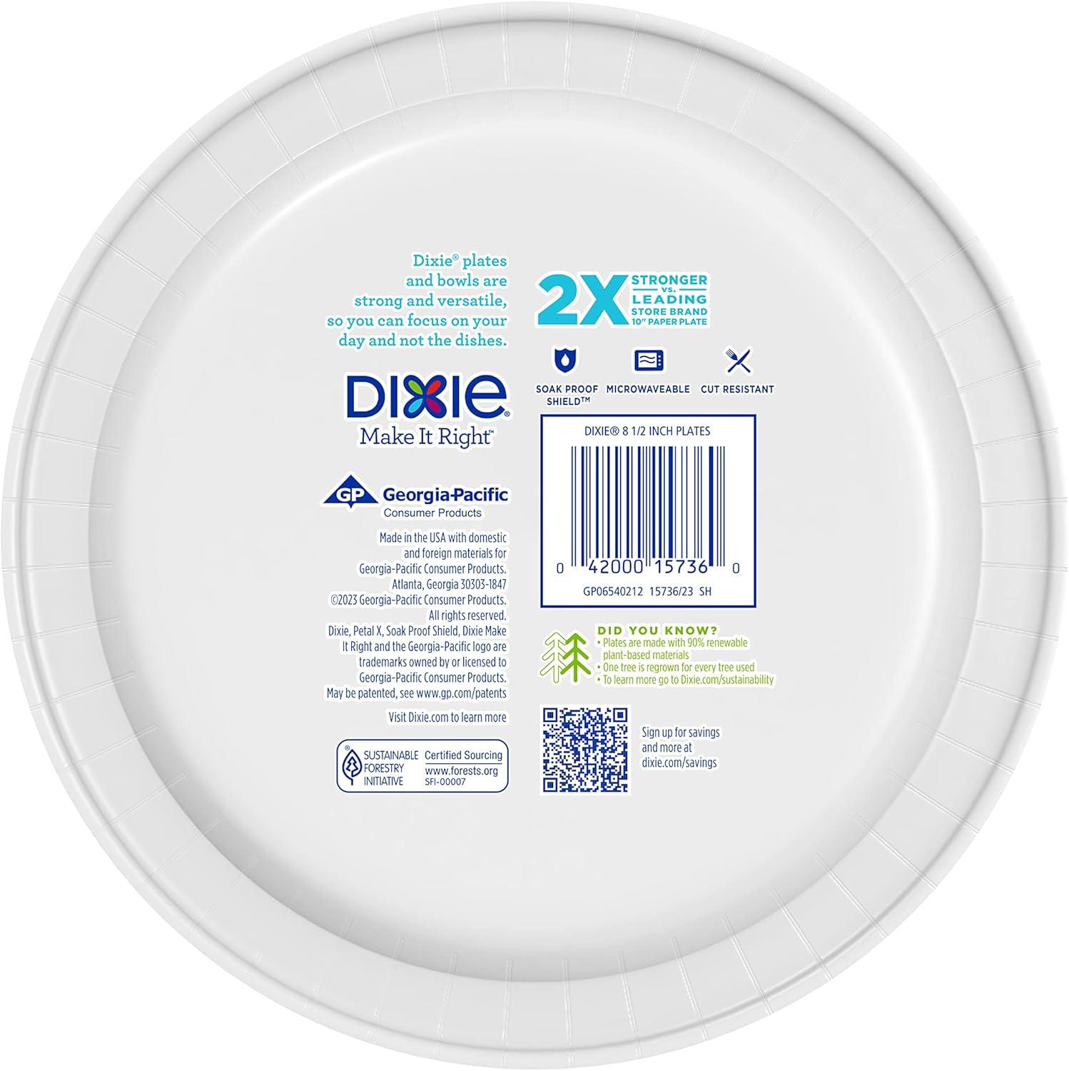 imageDixie Medium Paper Plates 85 Inch 90 Count 2X Stronger MicrowaveSafe SoakProof Cut Resistant Disposable Plates For Everyday Breakfast Lunch amp Dinner Meals90 Count Pack of 2