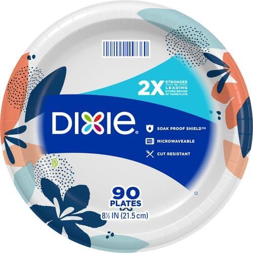 imageDixie Medium Paper Plates 85 Inch 90 Count 2X Stronger MicrowaveSafe SoakProof Cut Resistant Disposable Plates For Everyday Breakfast Lunch amp Dinner Meals90 Count Pack of 2
