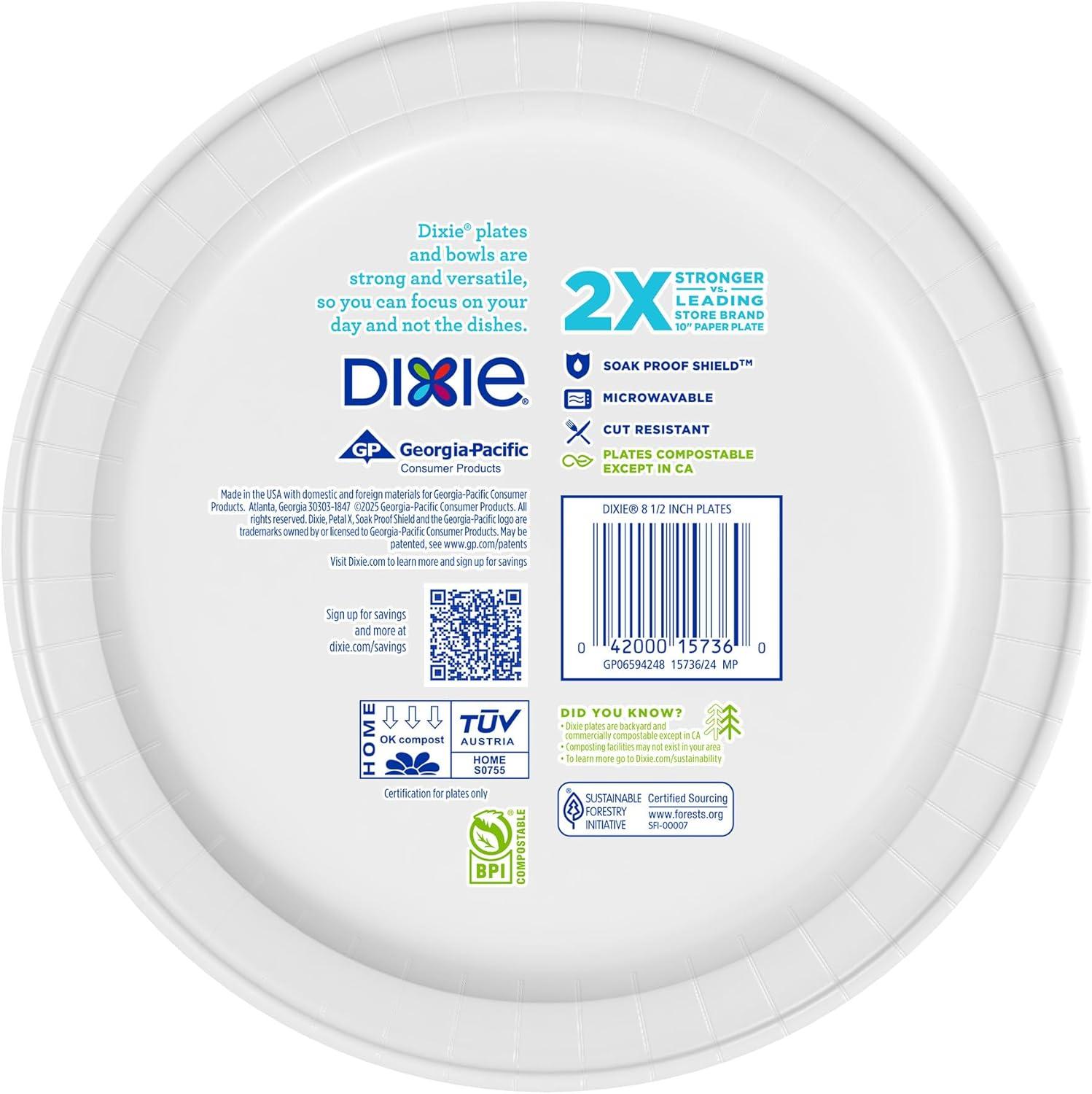 imageDixie Medium Paper Plates 85 Inch 90 Count 2X Stronger MicrowaveSafe SoakProof Cut Resistant Disposable Plates For Everyday Breakfast Lunch amp Dinner Meals90 Count Pack of 1
