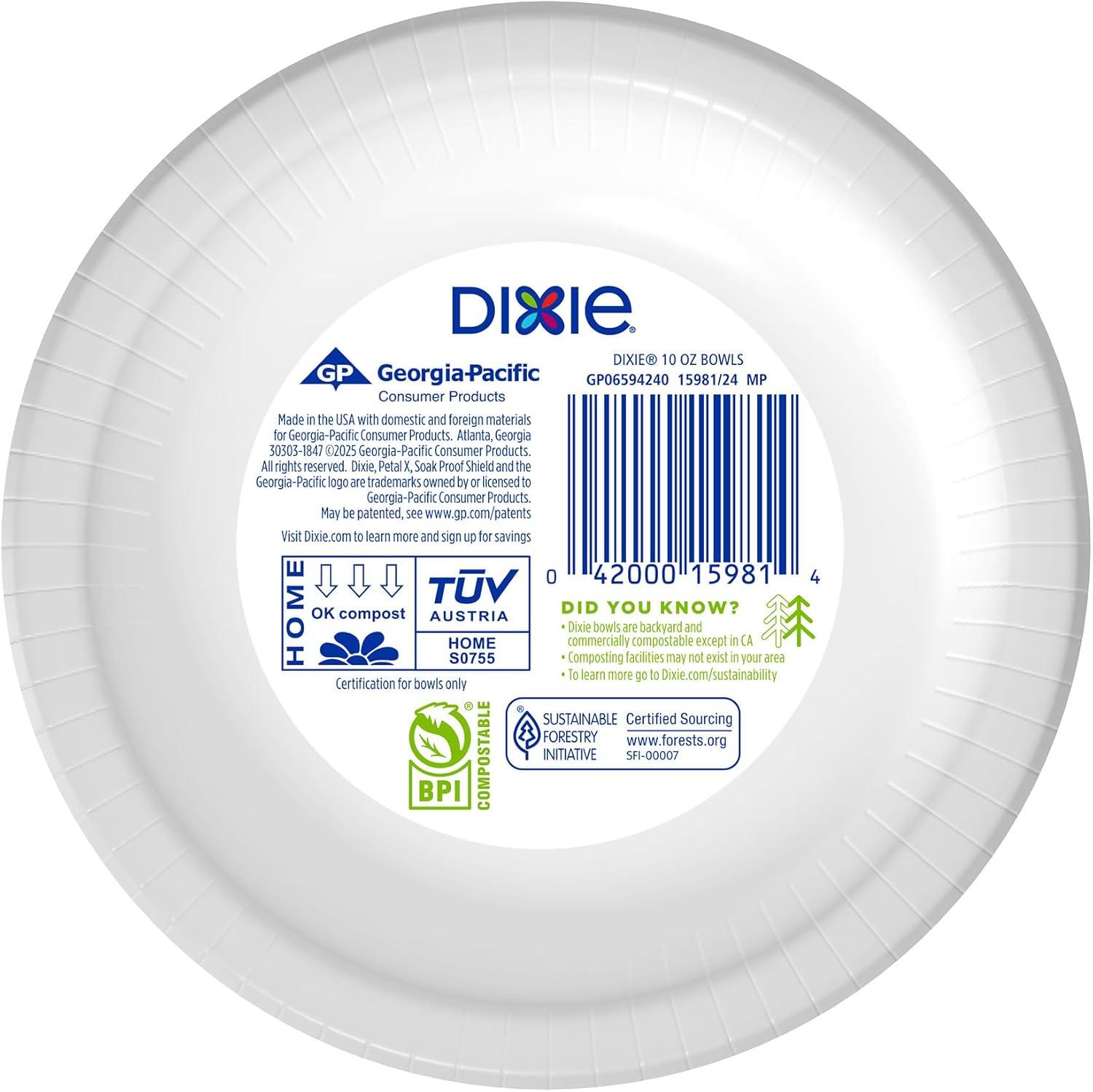imageDixie Small Paper Bowls 10 Oz 72 Count MicrowaveSafe SoakProof Disposable Bowls Great For Snacks Dessert And Light Lunch Meals72 Count Pack of 1