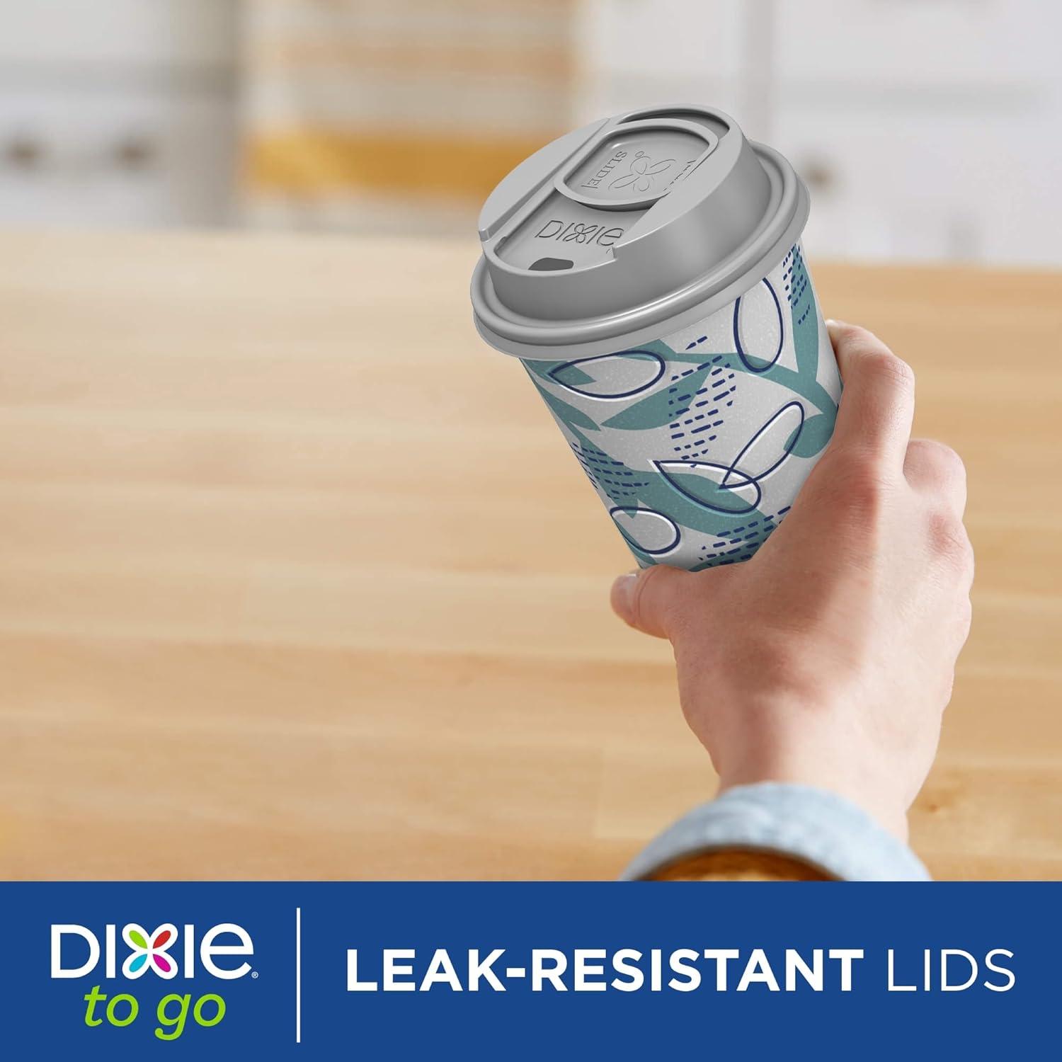 imageDixie To Go Paper Coffee Cups With Lids 16 oz 108 ct Disposable Insulated Paper Cups for OnTheGo Hot or Cold Beverages
