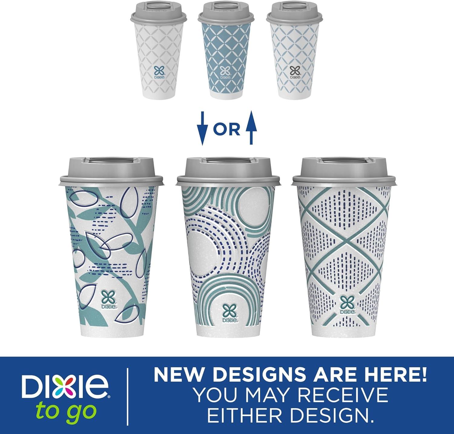 imageDixie To Go Paper Coffee Cups With Lids 16 oz 108 ct Disposable Insulated Paper Cups for OnTheGo Hot or Cold Beverages