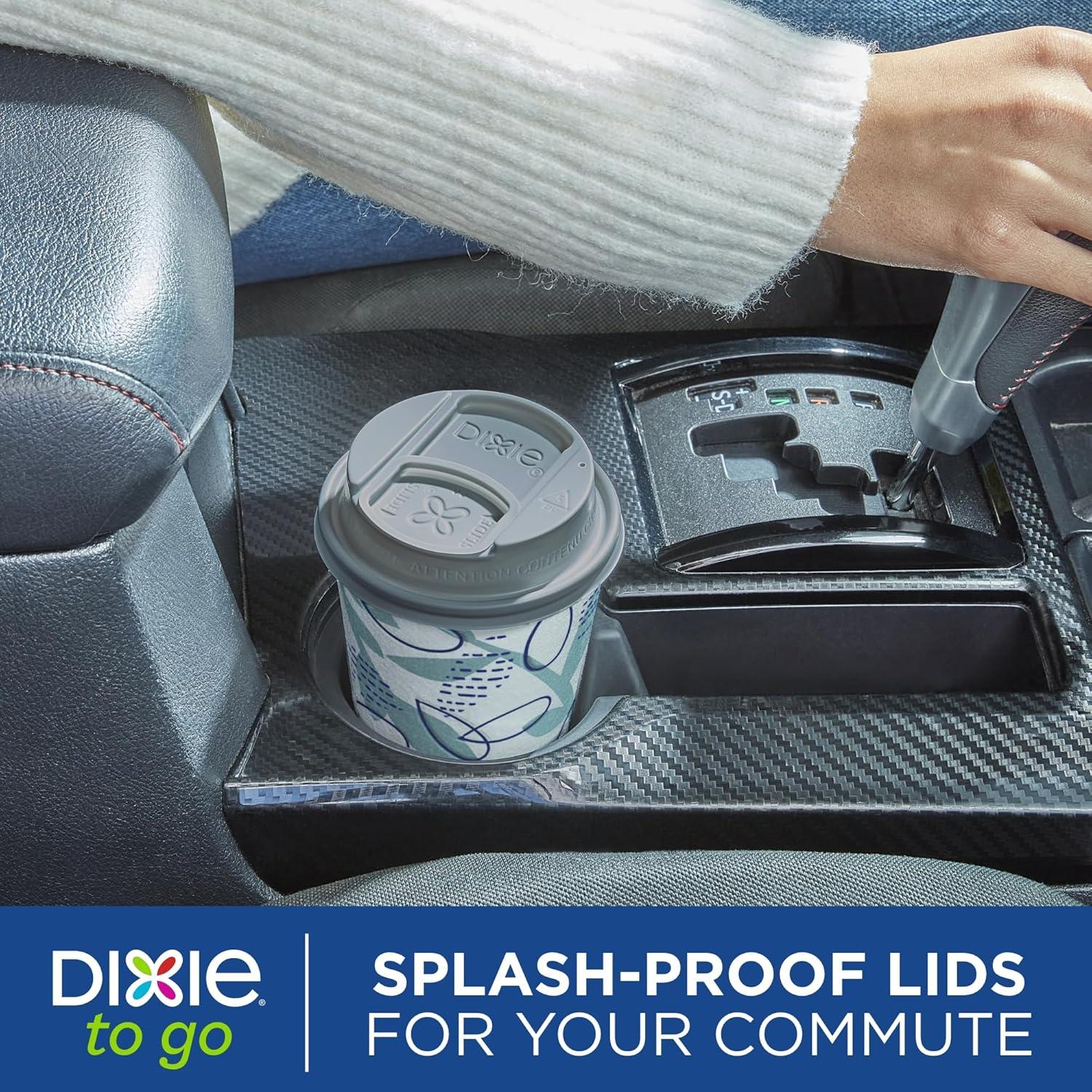 imageDixie To Go Paper Coffee Cups With Lids 16 oz 108 ct Disposable Insulated Paper Cups for OnTheGo Hot or Cold Beverages