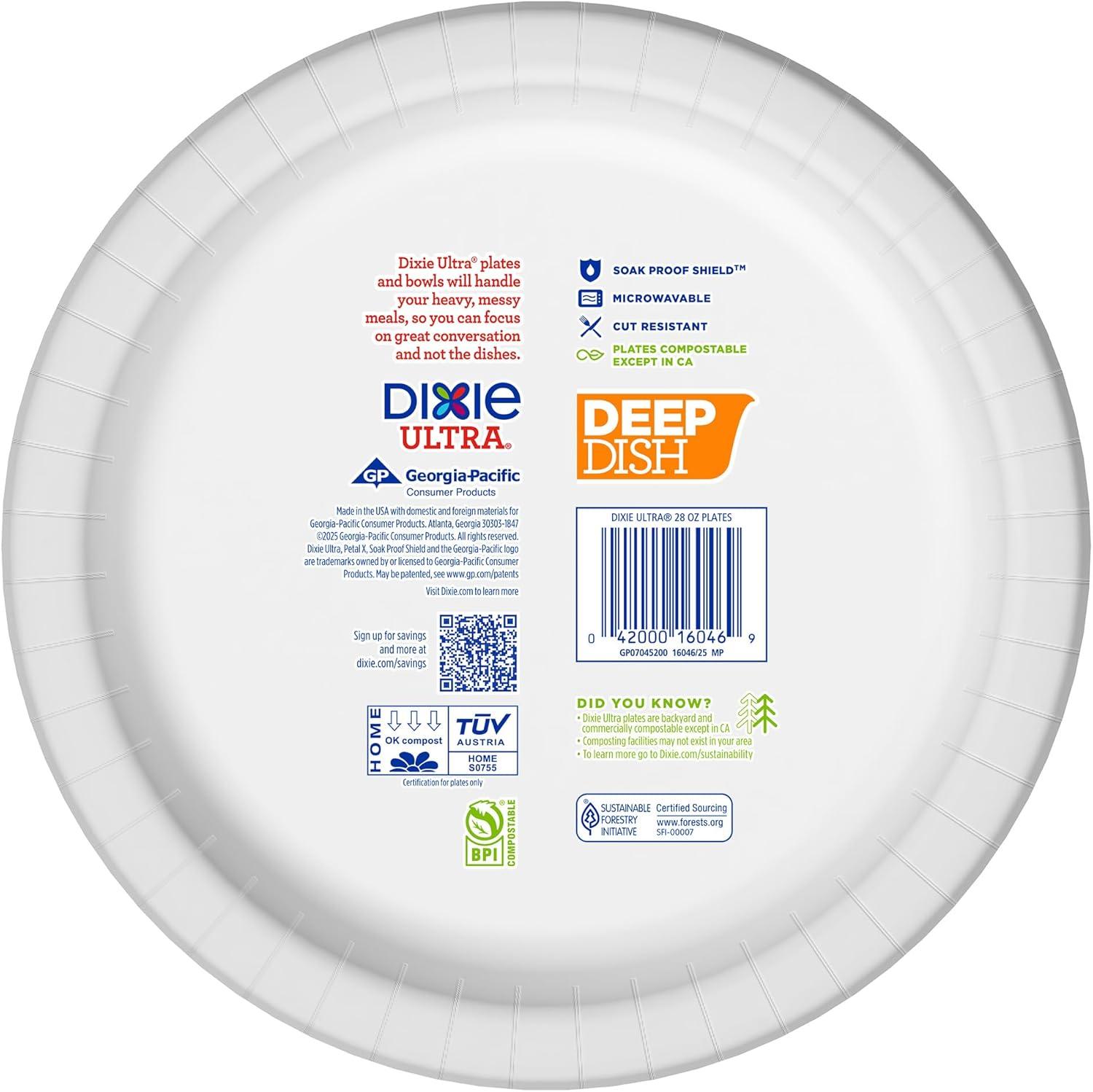 imageDixie Ultra Deep Dish Paper Plates 28 Oz 40 Count Heavy Duty MicrowaveSafe SoakProof Cut Resistant Disposable Plates For Heavy Messy Meals40 Count Pack of 1