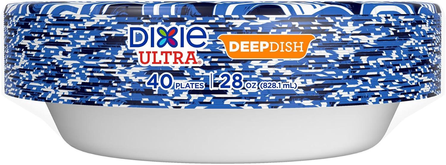imageDixie Ultra Deep Dish Paper Plates 28 Oz 40 Count Heavy Duty MicrowaveSafe SoakProof Cut Resistant Disposable Plates For Heavy Messy Meals40 Count Pack of 1