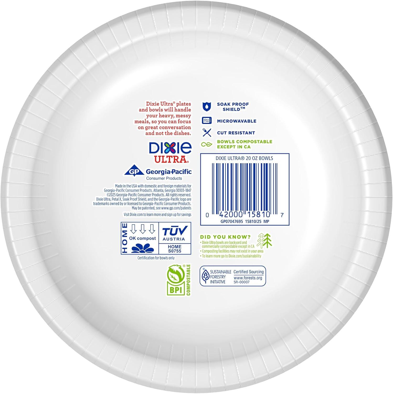 imageDixie Ultra Large Paper Bowls 20 Oz 56 Count Microwave Safe Compostable Disposable Bowls Great For Breakfast Lunch And Dinner Meals56 Count Pack of 1
