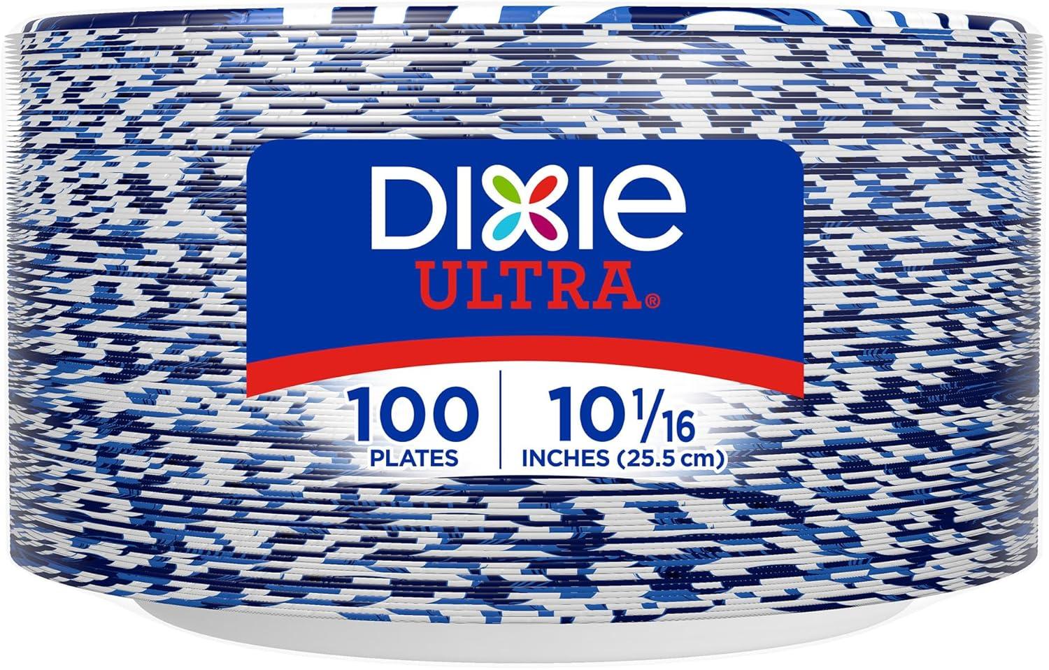 imageDixie Ultra Large Paper Plates 10 Inch 43 Count Pack of 4 3X Stronger Heavy Duty MicrowaveSafe SoakProof Cut Resistant Disposable Plates For Heavy Messy Meals100 Count Pack of 1