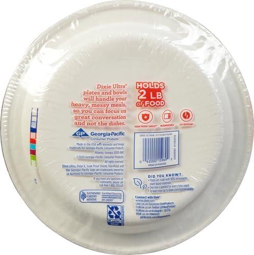 imageDixie Ultra Large Paper Plates 10 Inch 43 Count Pack of 4 3X Stronger Heavy Duty MicrowaveSafe SoakProof Cut Resistant Disposable Plates For Heavy Messy Meals100 Count Pack of 3