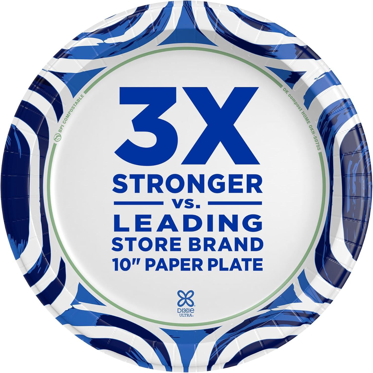 imageDixie Ultra Large Paper Plates 10 Inch 43 Count Pack of 4 3X Stronger Heavy Duty MicrowaveSafe SoakProof Cut Resistant Disposable Plates For Heavy Messy Meals44 Count Pack of 2