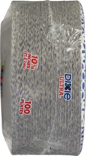 imageDixie Ultra Large Paper Plates 10 Inch 43 Count Pack of 4 3X Stronger Heavy Duty MicrowaveSafe SoakProof Cut Resistant Disposable Plates For Heavy Messy Meals100 Count Pack of 3