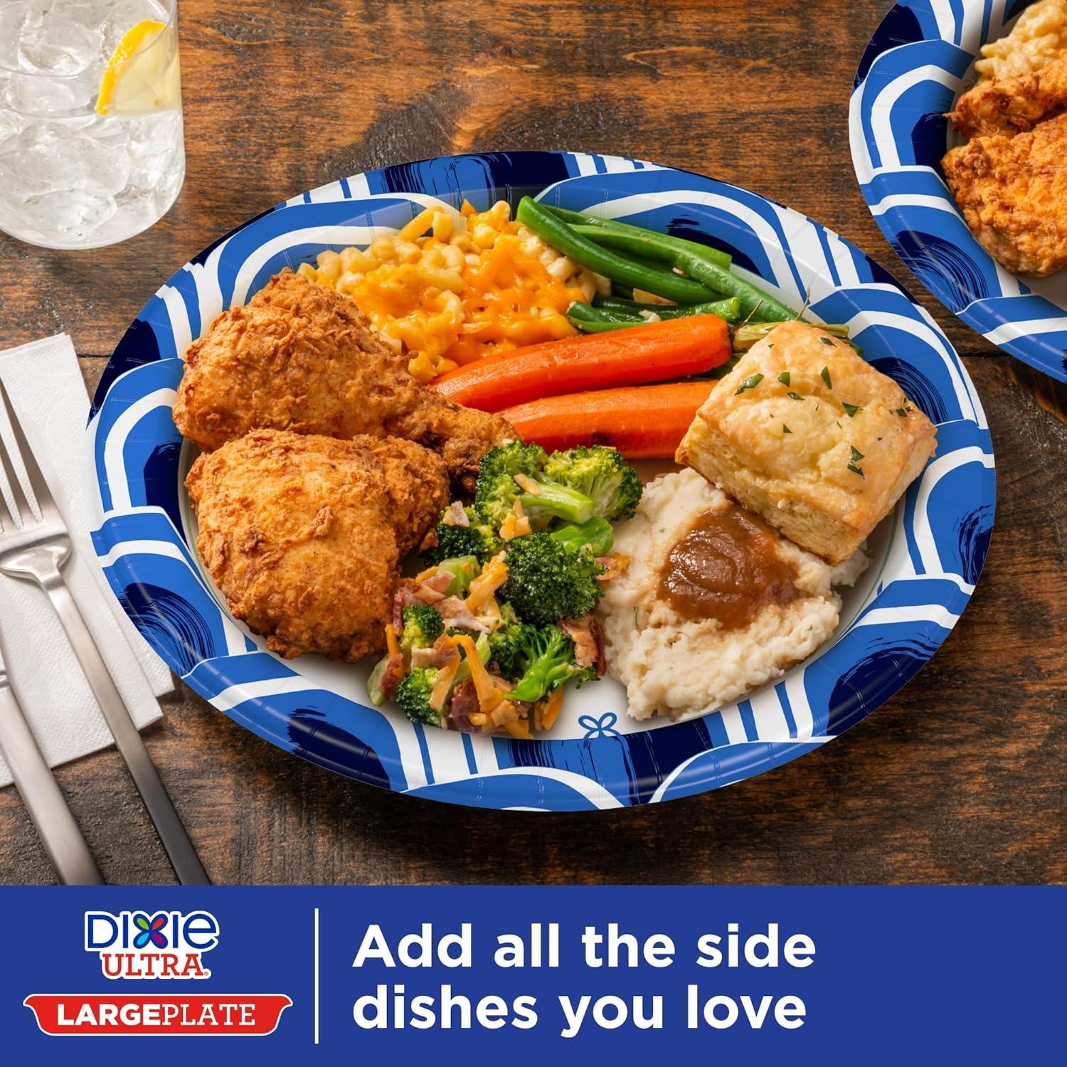 imageDixie Ultra Large Paper Plates 11 Inch 25 Count 3X Stronger Heavy Duty MicrowaveSafe SoakProof Cut Resistant Great for Heavy Messy MealsExtra Large Pack of 4