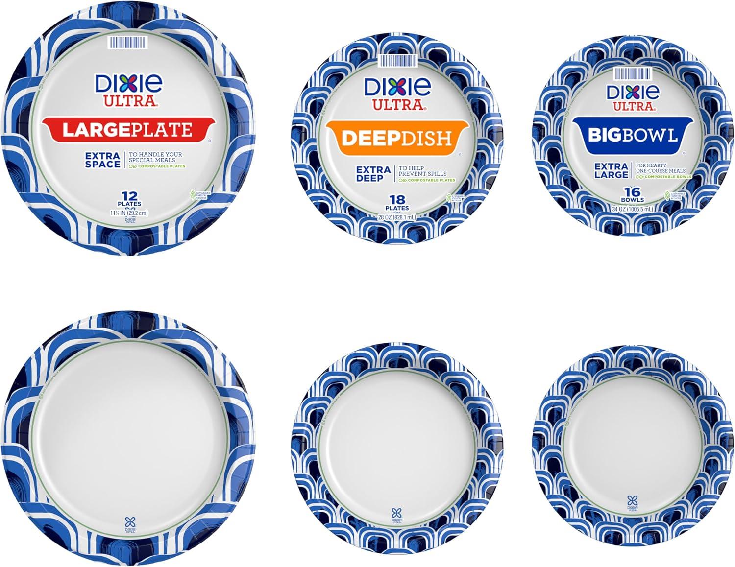imageDixie Ultra Large Paper Plates 11 Inch 25 Count 3X Stronger Heavy Duty MicrowaveSafe SoakProof Cut Resistant Great for Heavy Messy MealsExtra Large Pack of 4