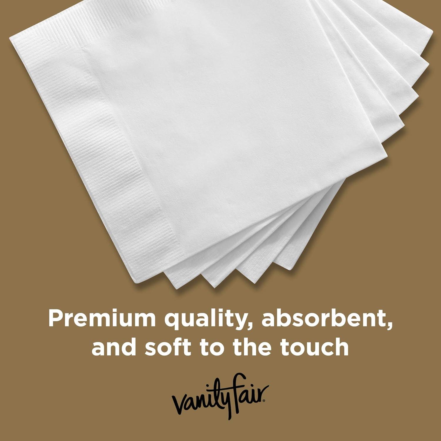 imageVanity Fair Entertain Beverage Paper Napkins White 2Ply 40 Count 49 x 49 Disposable Napkins for Entertaining40 Count Pack of 4