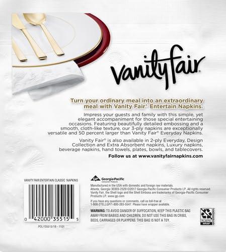 imageVanity Fair Entertain Paper Napkins 40 Count Pack of 8 Disposable Napkins Made For Entertaining And Events40 Count Pack of 4