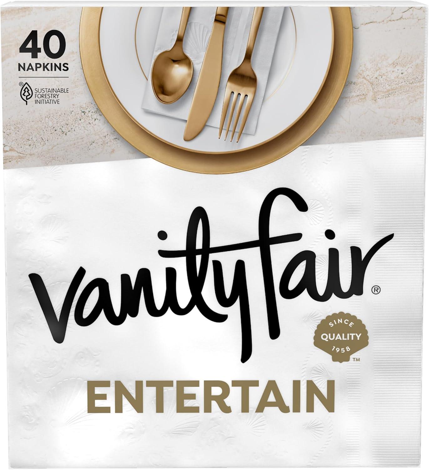 imageVanity Fair Entertain Paper Napkins 40 Count Pack of 8 Disposable Napkins Made For Entertaining And Events40 Count Pack of 8