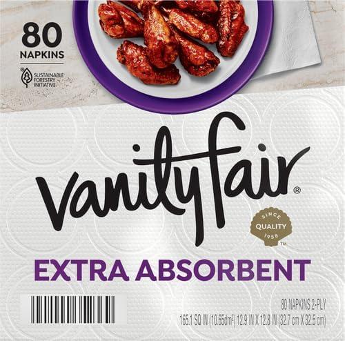 imageVanity Fair Extra Absorbent Premium Paper Napkins 160 Count Disposable Napkins Made Soft And Strong For Messy Meals And Everyday Use80 Count Pack of 4