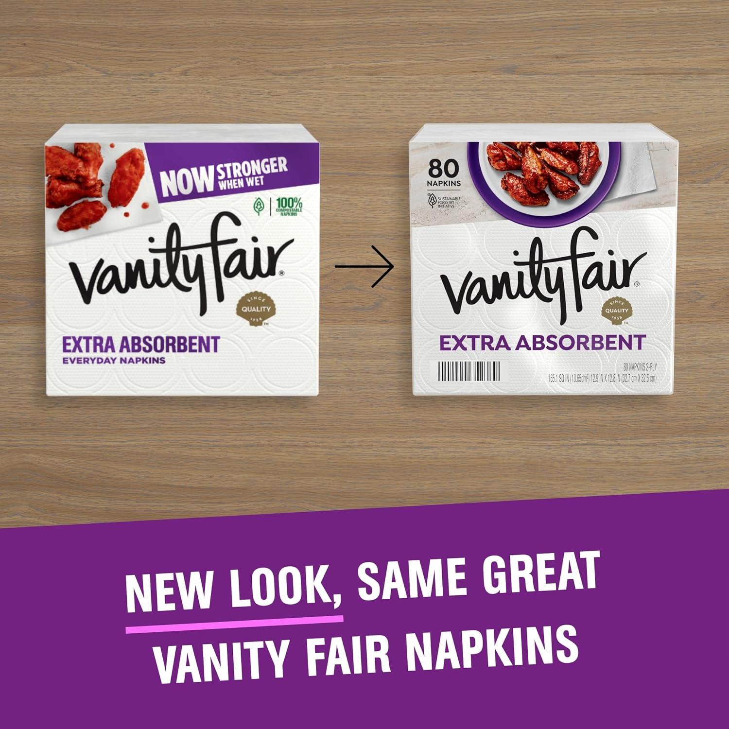 imageVanity Fair Extra Absorbent Premium Paper Napkins 160 Count Disposable Napkins Made Soft And Strong For Messy Meals And Everyday Use80 Count Pack of 4
