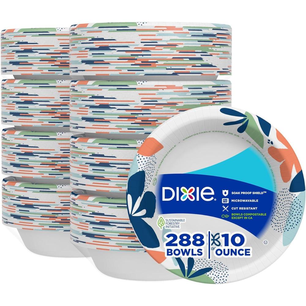 imageDixie Small Paper Bowls 10 Oz 72 Count MicrowaveSafe SoakProof Disposable Bowls Great For Snacks Dessert And Light Lunch Meals36 Count Pack of 1