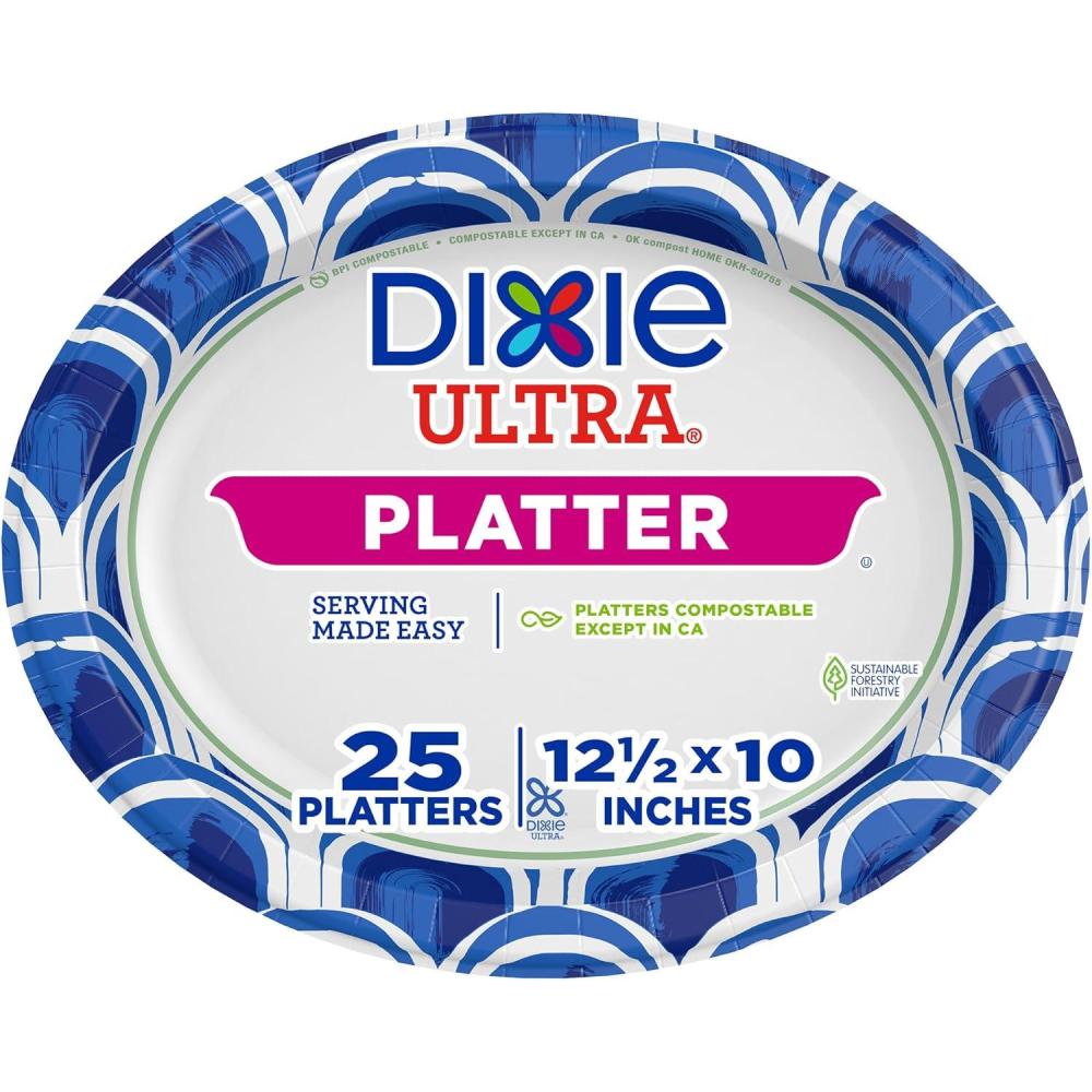 imageDixie Ultra Disposable Paper Platters 10 x 125 25 Count Durable Sturdy Design