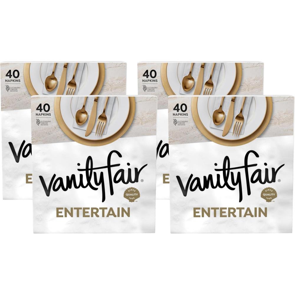 imageVanity Fair Entertain Paper Napkins 40 Count Pack of 8 Disposable Napkins Made For Entertaining And Events40 Count Pack of 4