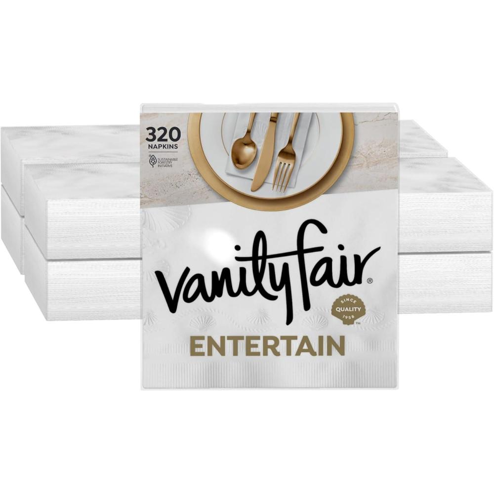 imageVanity Fair Entertain Paper Napkins 40 Count Pack of 8 Disposable Napkins Made For Entertaining And Events40 Count Pack of 8