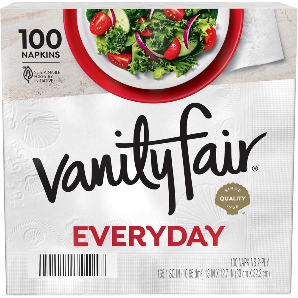 imageVanity Fair Everyday Paper Napkins 100 Count Disposable Napkins Made Soft And Smooth For Everyday Meals100 Count Pack of 1