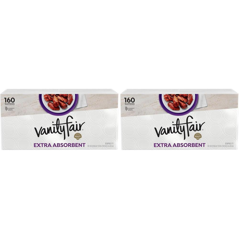 imageVanity Fair Extra Absorbent Premium Paper Napkins 160 Count Disposable Napkins Made Soft And Strong For Messy Meals And Everyday Use160 Count Pack of 2