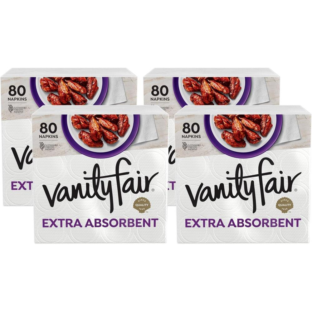 imageVanity Fair Extra Absorbent Premium Paper Napkins 160 Count Disposable Napkins Made Soft And Strong For Messy Meals And Everyday Use80 Count Pack of 4