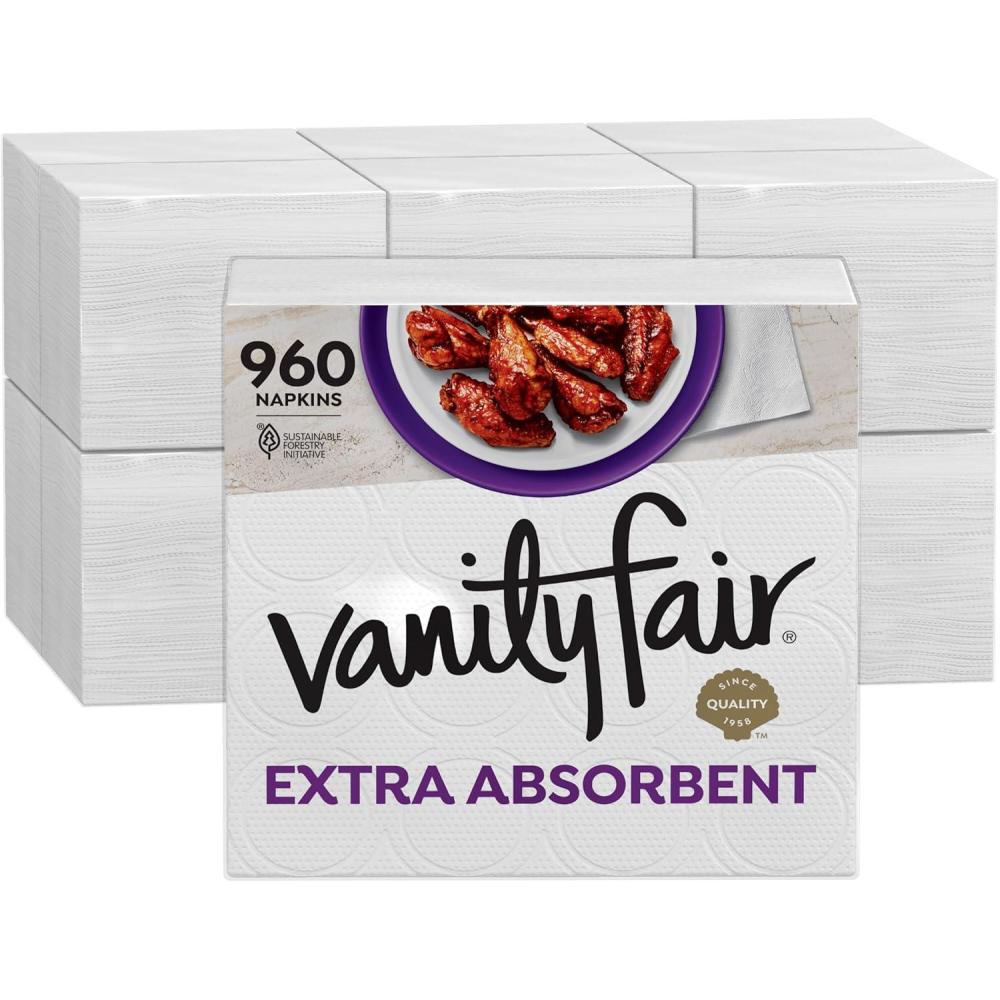 imageVanity Fair Extra Absorbent Premium Paper Napkins 160 Count Disposable Napkins Made Soft And Strong For Messy Meals And Everyday Use960 Count Pack of 1