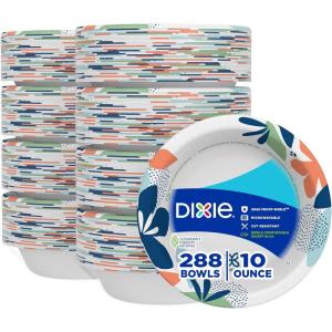 Dixie Small Paper Bowls, 10 Oz, 72 Count, Microwave-Safe, Soak-Proof, Disposable Bowls Great For Snacks, Dessert, And Light Lunch Meals(36 Count (Pack of 1))