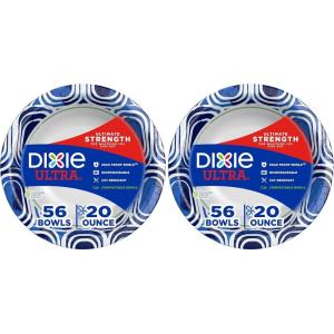 Dixie Ultra, Large Paper Bowls, 20 Oz, 56 Count, Microwave Safe, Compostable, Disposable Bowls Great For Breakfast, Lunch, And Dinner Meals(56 Count (Pack of 2))