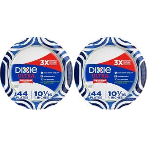 Dixie Ultra, Large Paper Plates, 10 Inch, 43 Count (Pack of 4), 3X Stronger*, Heavy Duty, Microwave-Safe, Soak-Proof, Cut Resistant, Disposable Plates For Heavy, Messy Meals(44 Count (Pack of 2))