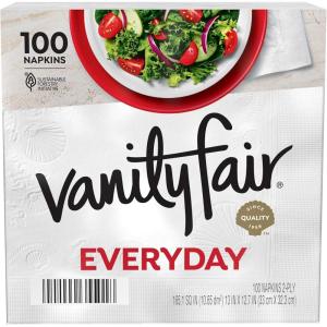 Vanity Fair Everyday Paper Napkins, 100 Count, Disposable Napkins Made Soft And Smooth For Everyday Meals(100 Count (Pack of 1))