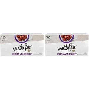 Vanity Fair Extra Absorbent Premium Paper Napkins, 160 Count, Disposable Napkins Made Soft And Strong For Messy Meals And Everyday Use(160 Count (Pack of 2))
