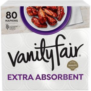 Vanity Fair Extra Absorbent Premium Paper Napkins, 160 Count, Disposable Napkins Made Soft And Strong For Messy Meals And Everyday Use(80 Count (Pack of 1))